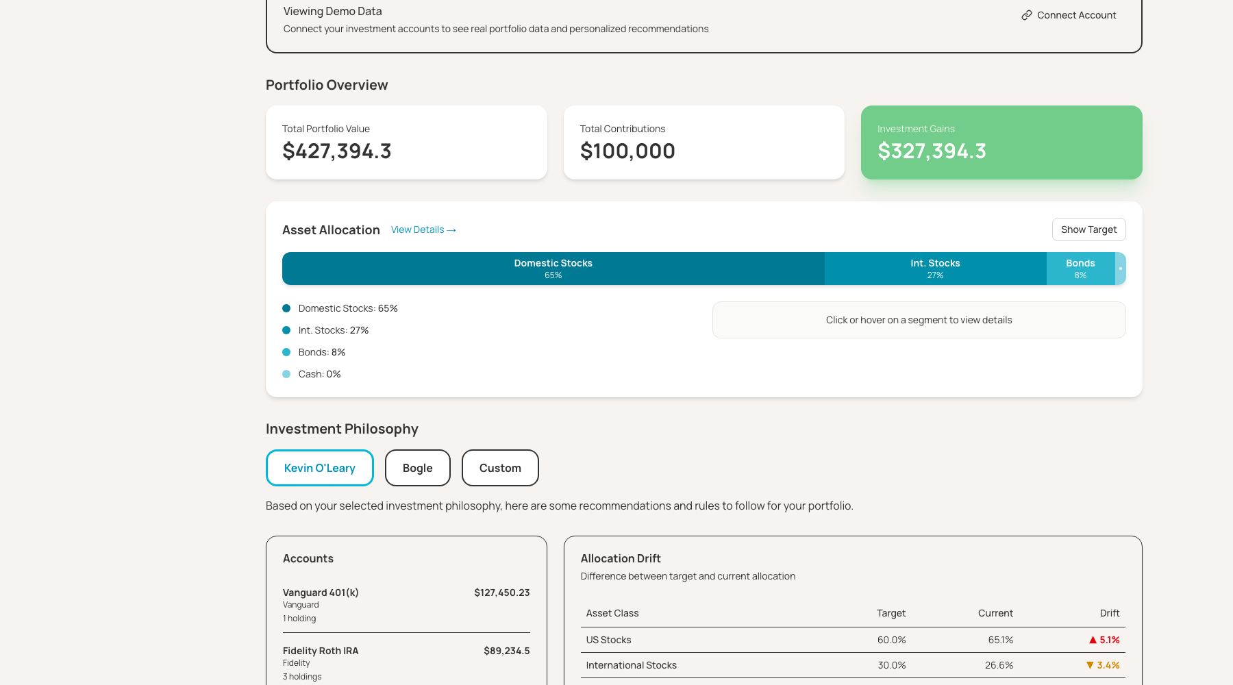 Portfolio Balance Calculator screenshot