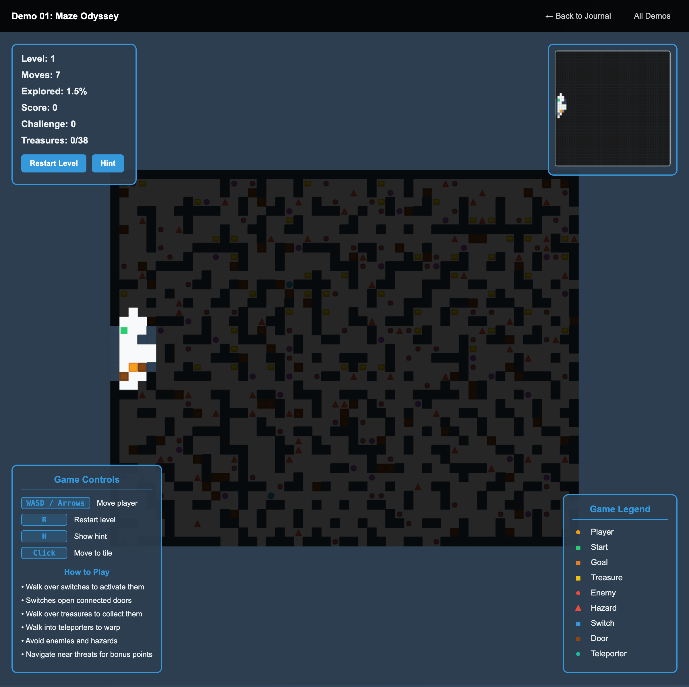 Maze exploration game built with Phaser.js and TypeScript